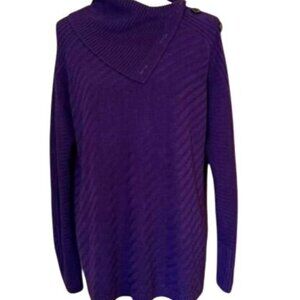 Liz Claiborne Purple Asymmetric Cowl Neck Line Sweater Size XL